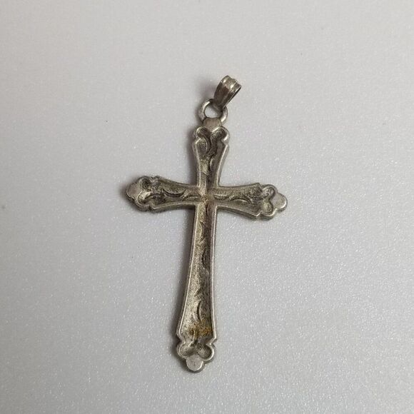 Vintage Sterling Silver Cross Pendant, Signed, Religious, Estate, Charm - Picture 4 of 10